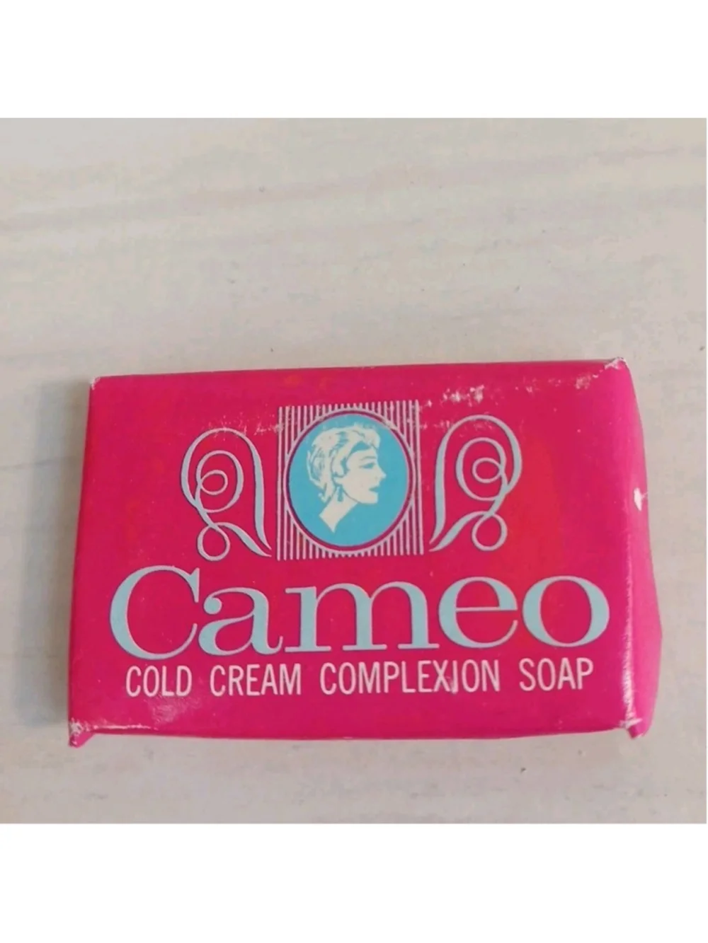 Vintage Cameo Cold Cream Soap Travel Size Pink Turquoise Lady